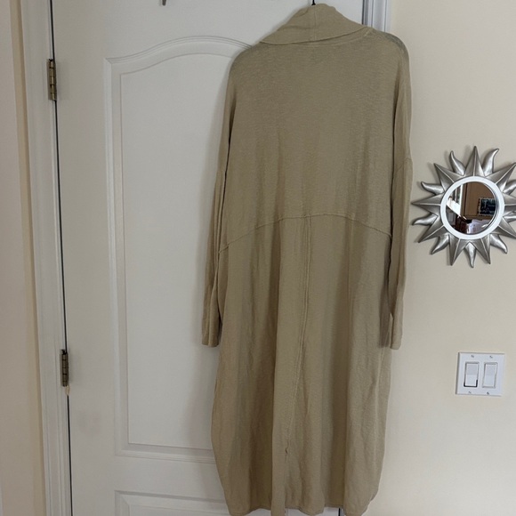 Free People Beach Ladies Light Tan/Green Long Cardigan-S - Picture 9 of 11